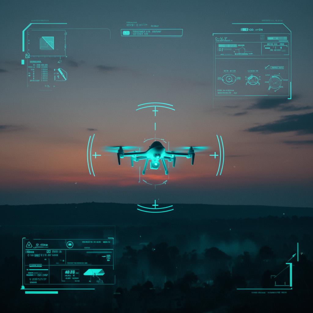 Thermal EO/IR drone tracking with HUD telemetry overlay
