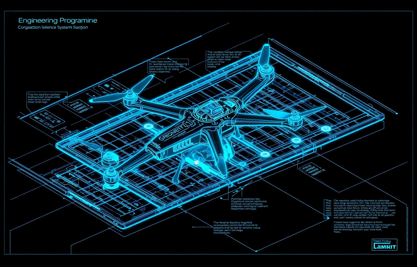 Isometric engineering blueprint of the interceptor node
